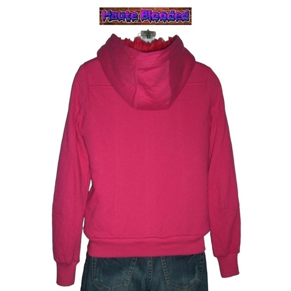 Marc By Marc Jacobs Bright Pink Hoodie W/ Red Faux Fur Lining Warm Sweatshirt S - Picture 7 of 13